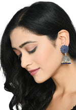 Thumbnail for Mominos Fashion Joharkamal Kundan work Jhumka with Blue Beads - Distacart