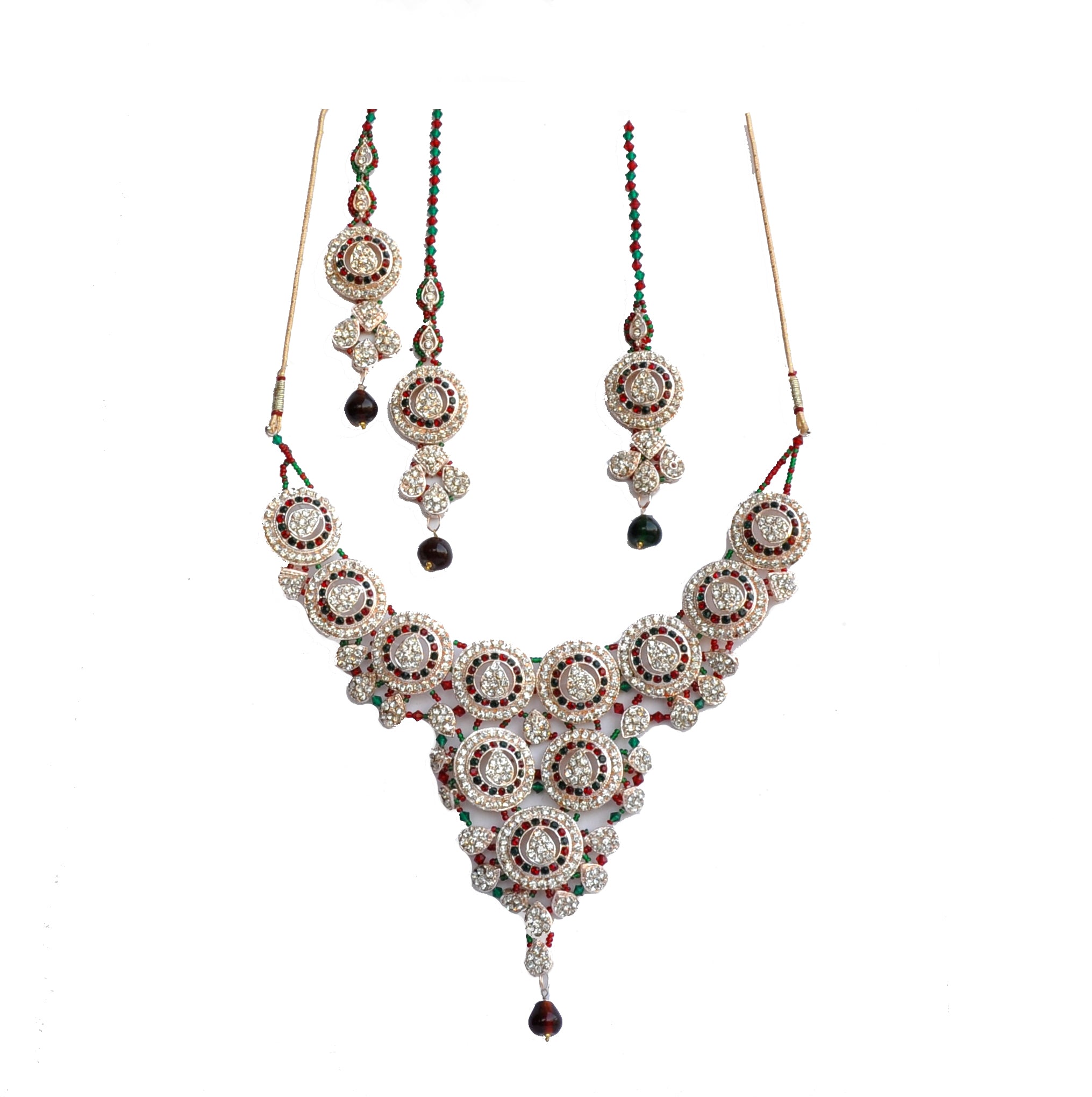 Gold-Plated Alloy Handcrafted Semi Bridal Grand Look Necklace Set - The Pari - Distacart