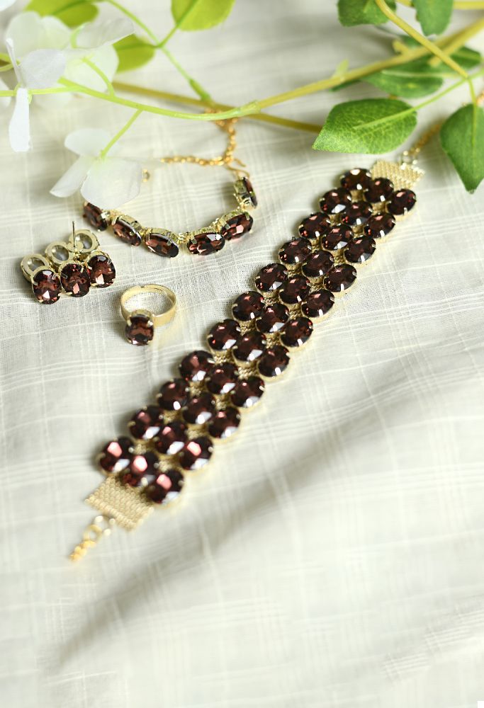 Mominos Fashion Johar Kamal Gold-Plated Finish Stone Choker For Women (Brown) - Distacart