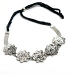 Thumbnail for Mominos Fashion Johar Kamal Silver-Plated Brass Finish Rose Design Choker For Women (Silver) - Distacart