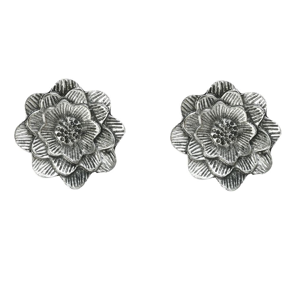 Mominos Fashion Johar Kamal Silver-Plated Brass Finish Rose Design Choker For Women (Silver) - Distacart