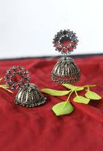 Thumbnail for Mominos Fashion Johar Kamal Silver-Plated With Mirror Earrings Jhumkas - Distacart