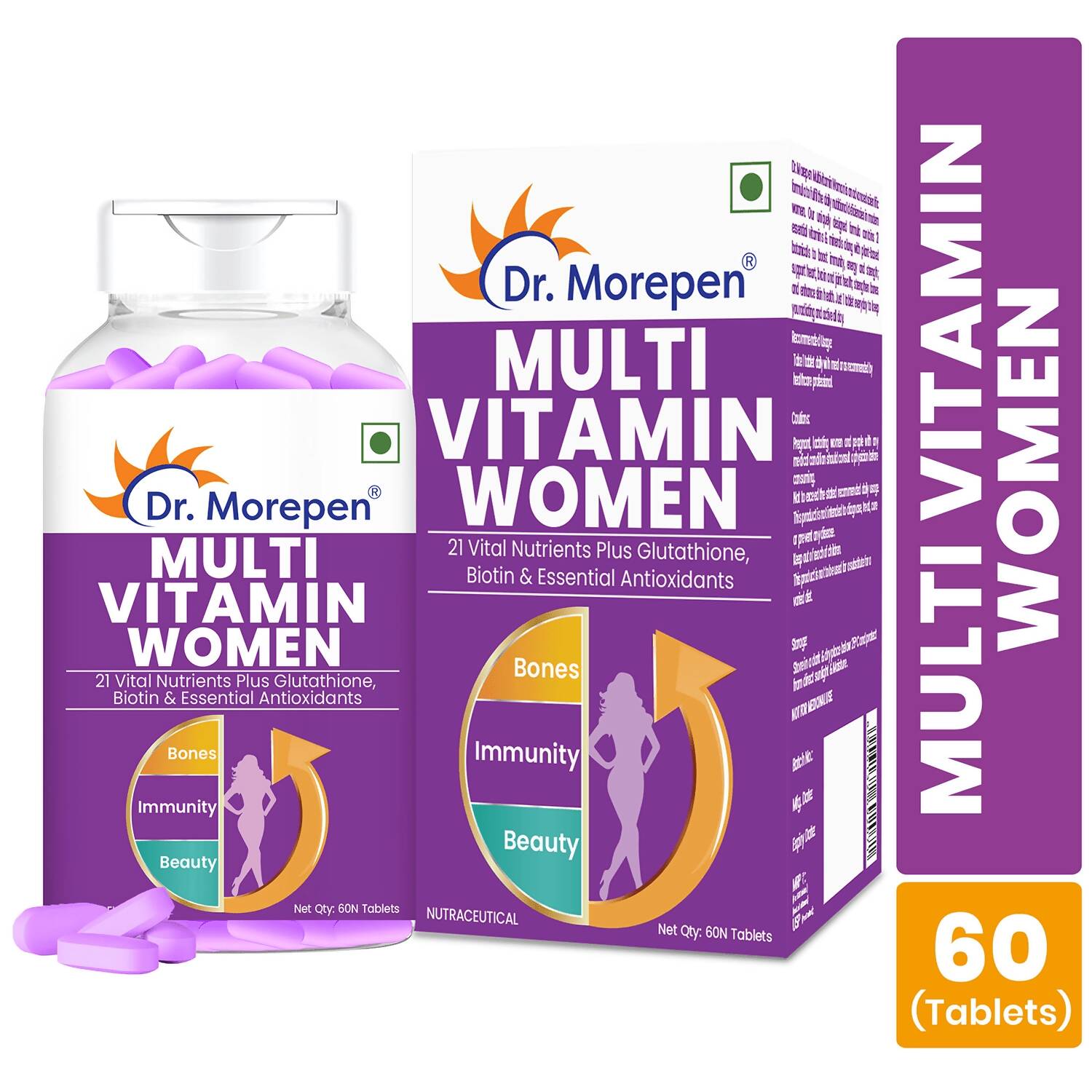 Dr. Morepen Biotin+ Advanced Tablets and Multivitamin Women Tablets Combo - Distacart