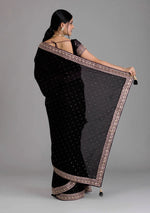 Thumbnail for Vamika Black Chinon Zari Embroidery With Sequins Saree - Distacart