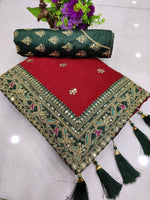 Thumbnail for Vamika Red Royal Vichitra Silk Sequins,Coding And Thread Multi Work And Havy Work Border Saree - Distacart