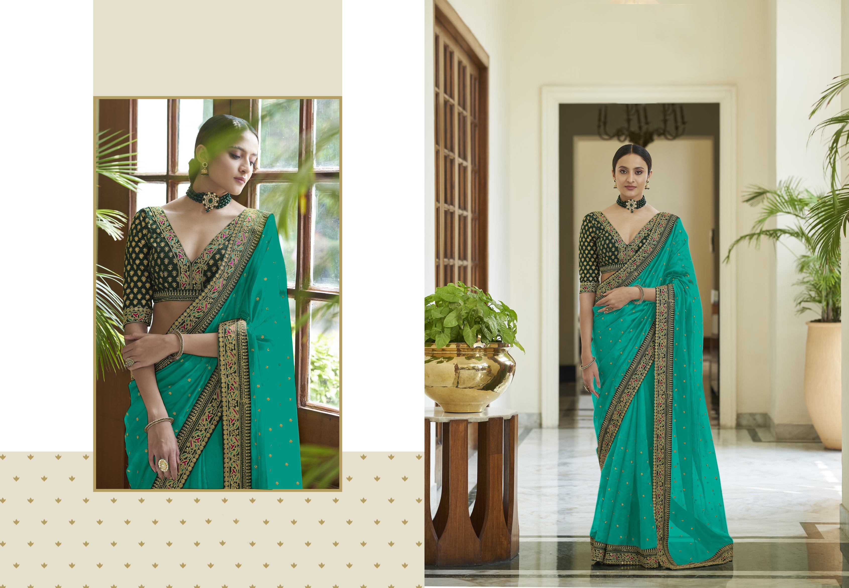 Vamika Sky Royal Vichitra Silk Sequins,Coding And Thread Multi Work And Havy Work Border Saree - Distacart