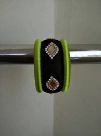 Thumbnail for Parrot Green and Blue Color Silk Threaded Bangles set of 2