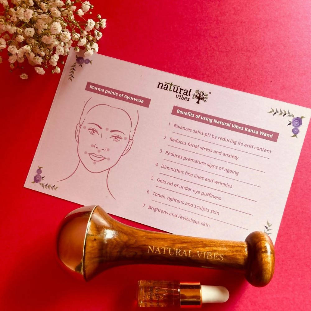 Natural Vibes Kansa Face Massage Wand with Free Gold Beauty Elixir Oil - Distacart