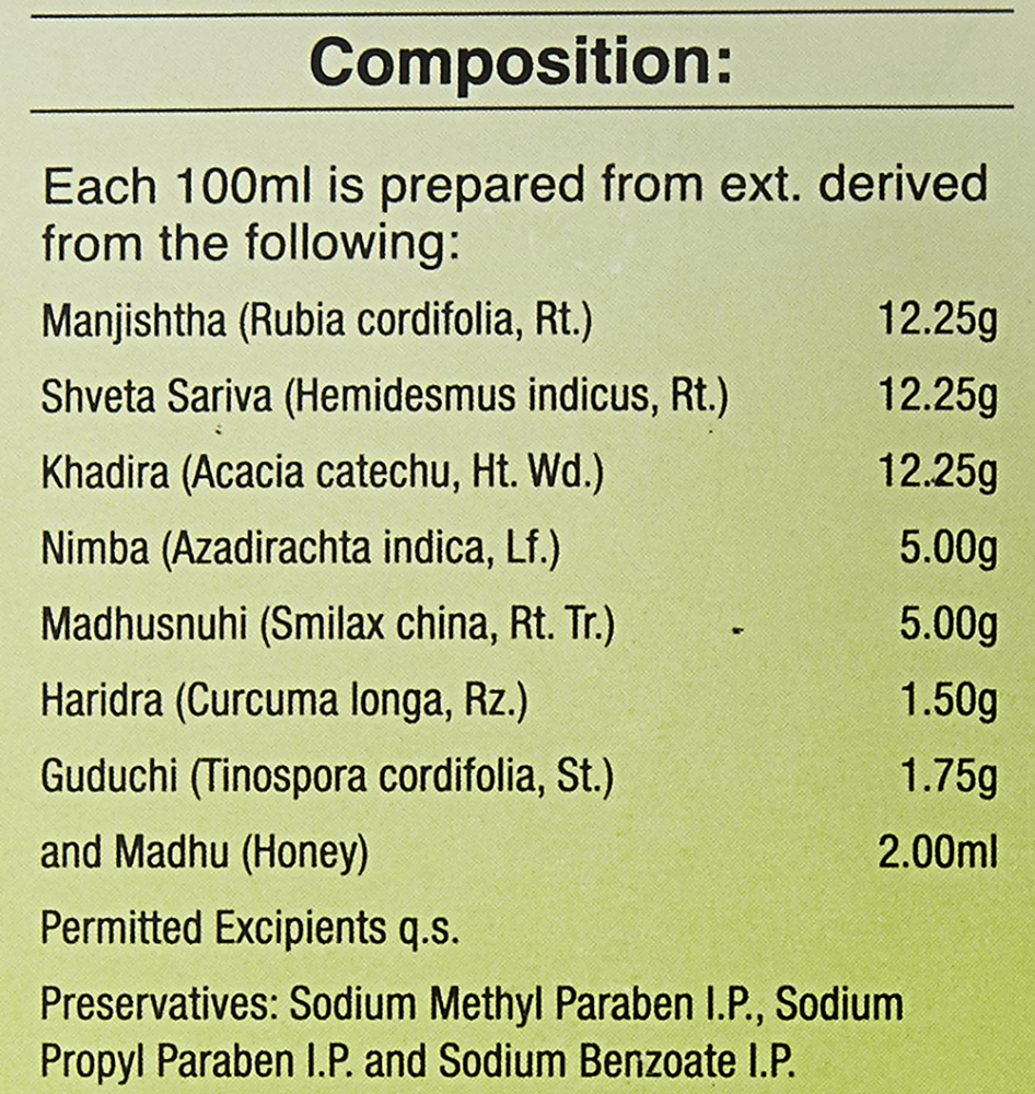 Dabur Active Blood Purifier composition