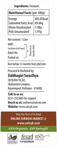 Thumbnail for Siddhagiri's Satvyk Organic Wood Pressed Coconut Oil 500 ml