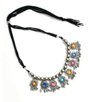 Thumbnail for Mominos Fashion Johar Kamal Women Oxidised Silver-Plated Brass Finish Kundan Choker (Multi) - Distacart