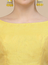 Thumbnail for Yellow Silk Blend Woven Design Saree With Unstitched Blouse Piece - Aloki - Distacart