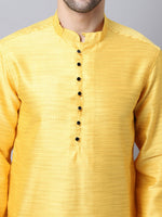 Thumbnail for Even Apparels Yellow Pure Cotton Men's Kurta With Band Collar - Distacart