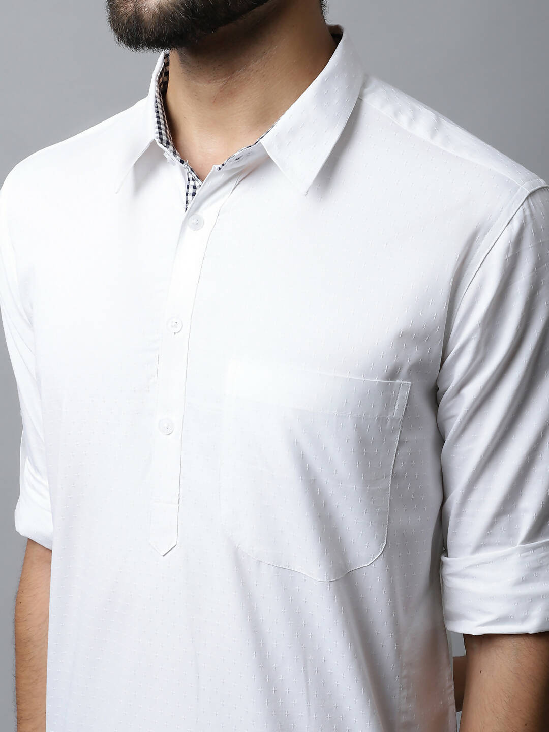 Even Apparels White Color Pure Cotton Solid Men's Kurta With Shirt Collar (SLD1203) - Distacart