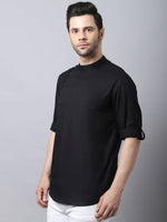 Thumbnail for Even Apparels Black Pure Cotton Kurta With Side Placket - Distacart