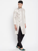 Thumbnail for Even Apparels Beige Rayon Men's Sherwani Kurta With Asymetrical Cut - Distacart