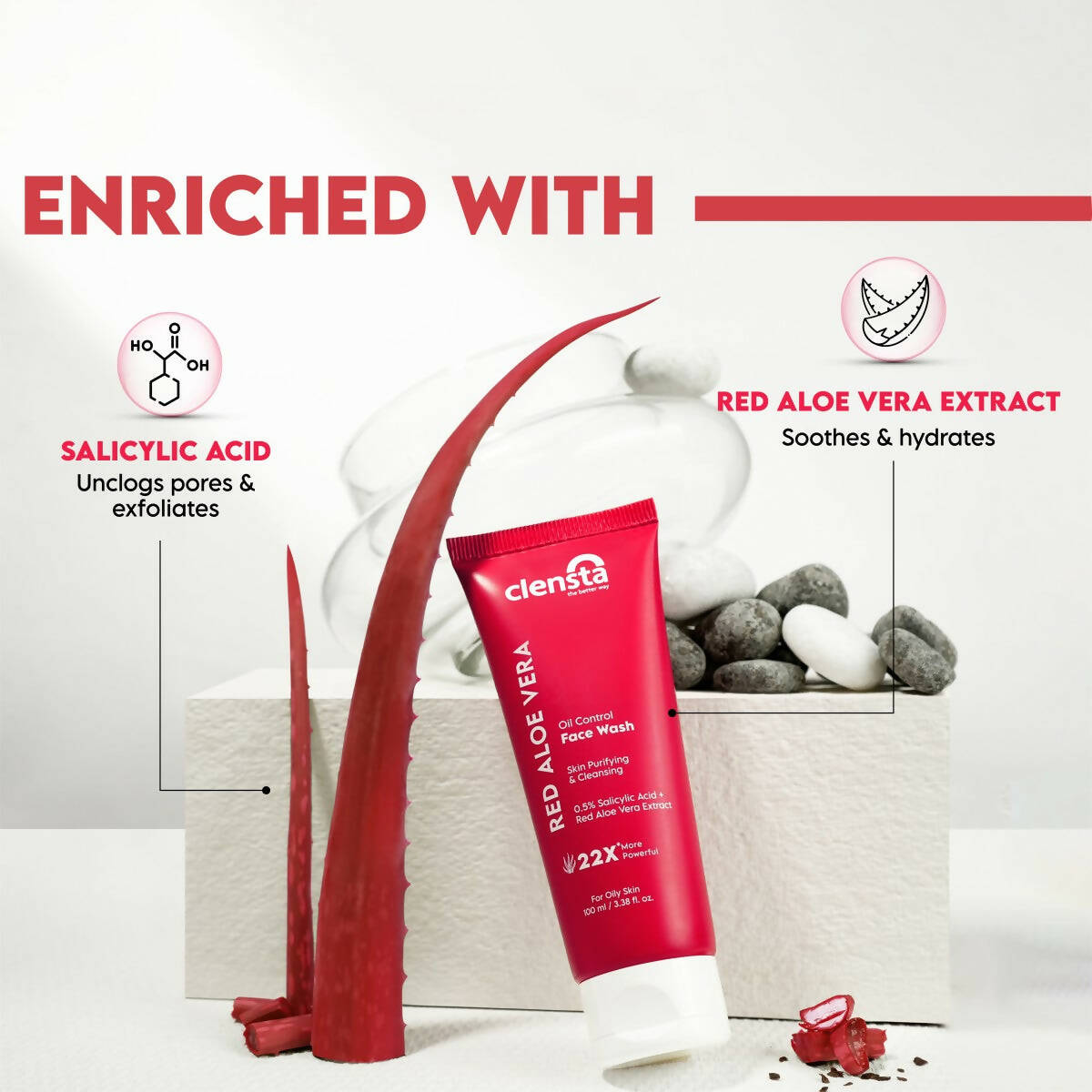Clensta Red Aloe Vera Oil Control Face Wash - Distacart
