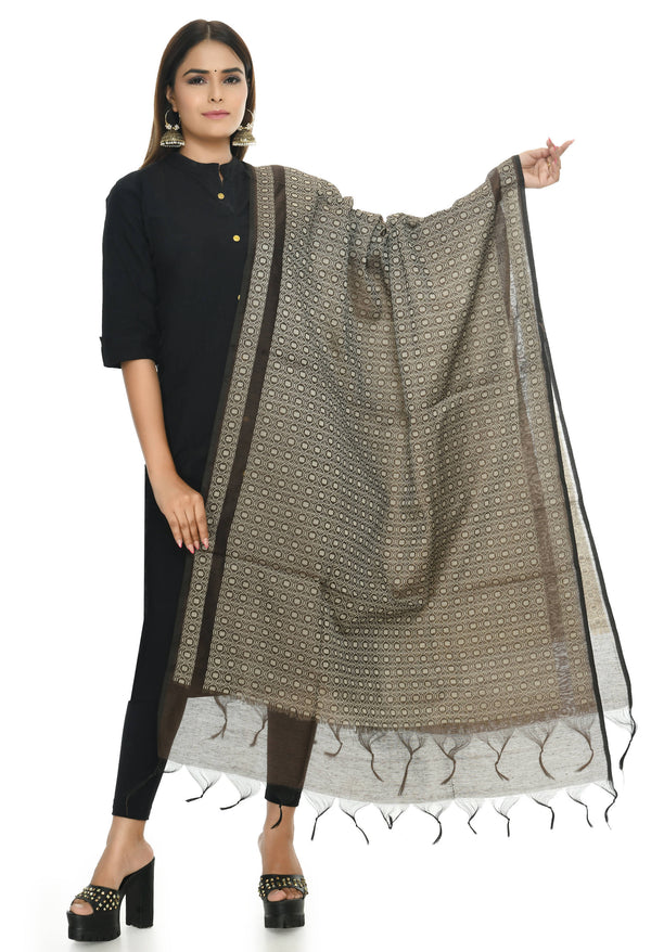 Mominos Fashion Moeza Handloom Cotton Coffee Color Dupatta For Women - Distacart
