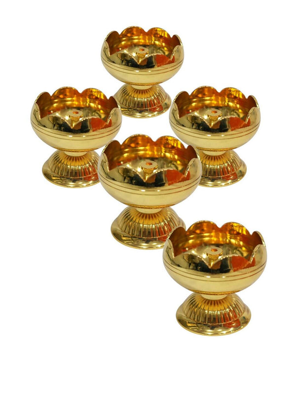 Tied Ribbons Gold Toned 5 Pieces Akhand Brass Diyas - Distacart