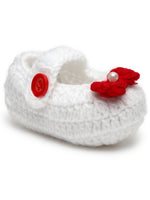 Thumbnail for Chutput Kids Woollen Hand Knitted Bow Detailed Booties - White - Distacart