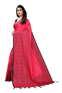 Thumbnail for Vamika Pink Sana Silk Printed Saree (Nihal Pink)