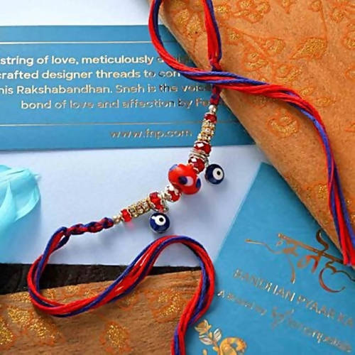 Evil Eye Beads Rakhi & Handmade Chocolate Tray