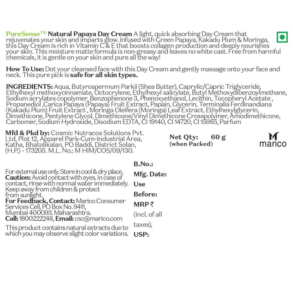 PureSense Natural Papaya Day Cream - Distacart