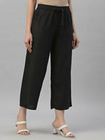 Thumbnail for Juniper Women's Black Rayon Straight Solid Pant/Slim Pant - Distacart