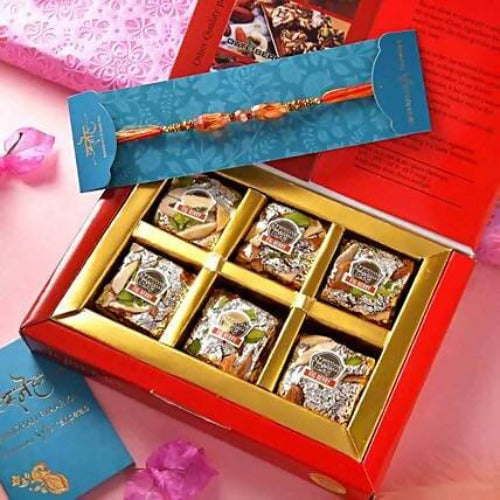 Ethnic Pearl and Mauli Rakhi With Figberry Combo