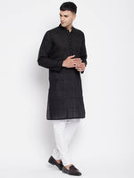 Thumbnail for Even Apparels Pure Cotton Men's Kurta in Black Color With Band Collar - Distacart
