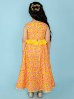Thumbnail for Lil Drama Girls Ghaghra Choli Set - Orange - Distacart