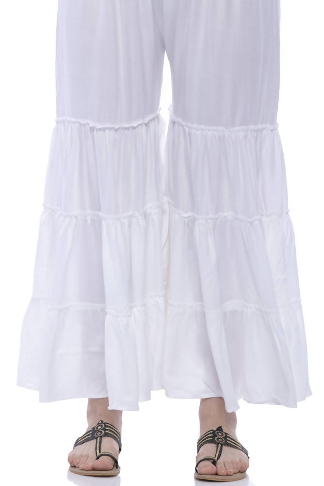Mominos Fashion Reyon Cotton White Palazzo - Distacart