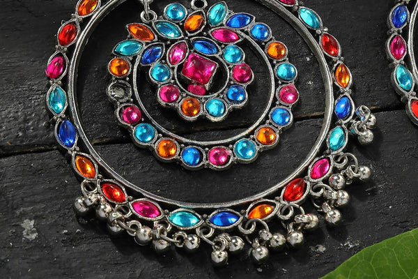 Mominos Fashion Johar Kamal Women's Multi Colour Kundan Circles Earrings - Distacart