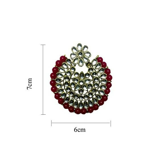 Tiaraa Maroon Stone Kundan Fashion Earrings - Distacart