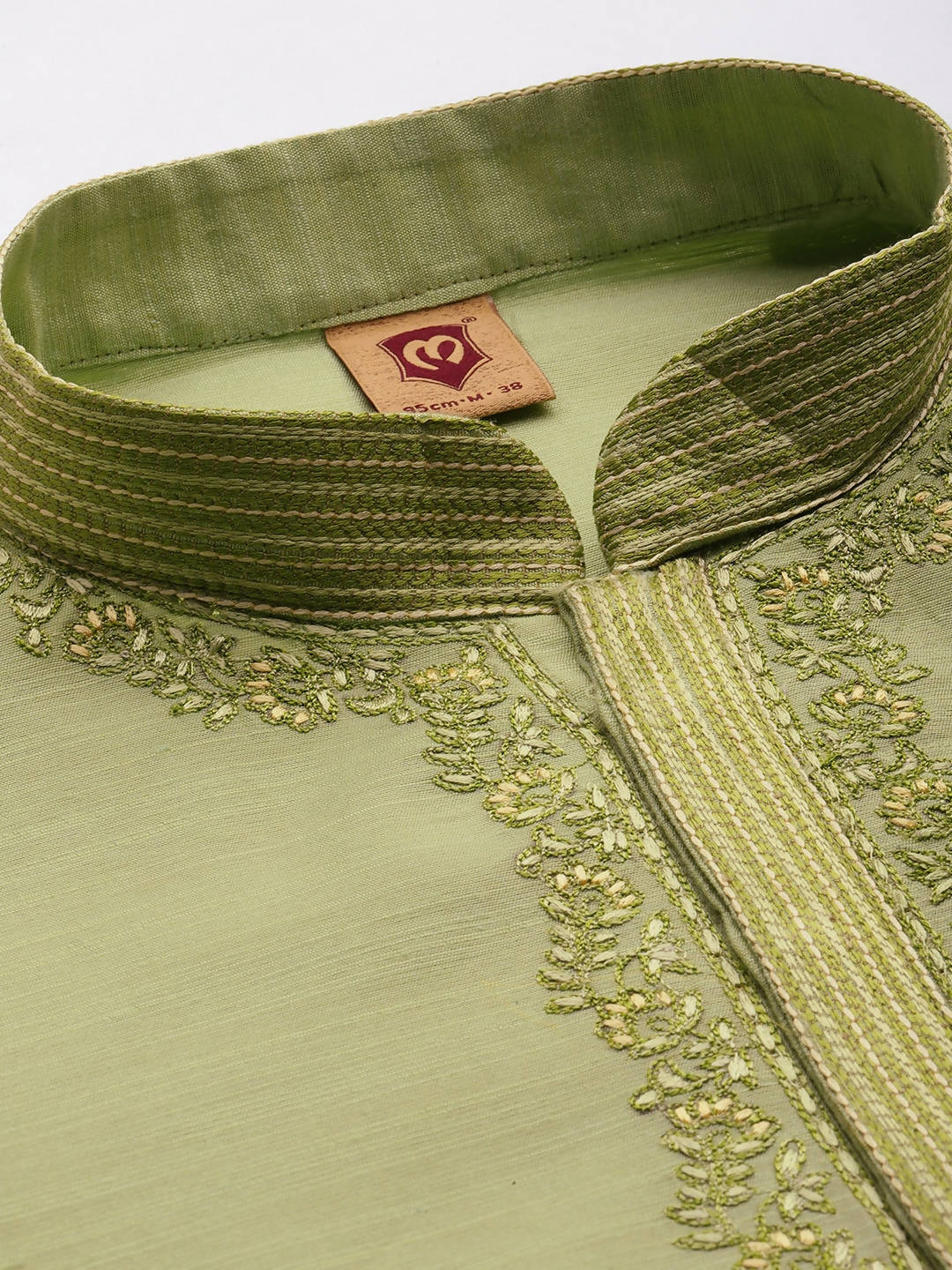 Manyavar Men Green Thread Work Kurta with Churidar - Distacart