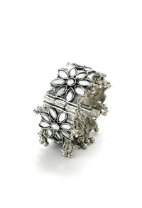 Thumbnail for Mominos Fashion Kamal Johar Oxidised Silver-Plated Mirror work Design Bracelet