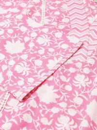 Thumbnail for FIORRA Women's Pink Cotton A-Line Kurta Set - Distacart