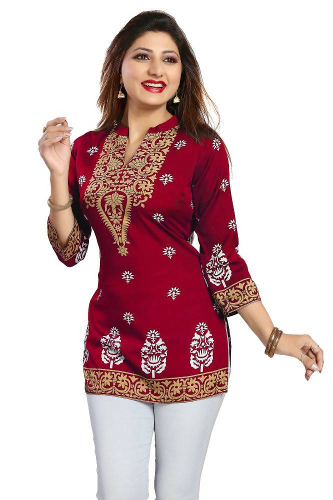Snehal Creations Endearing Ethnicity Short Red Tunic