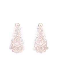 Thumbnail for Priyaasi Women American Diamond Rose Gold Plated Crescent Drop Earrings - Distacart