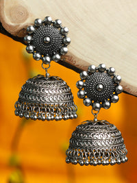 Thumbnail for Priyaasi Women Boho Oxidised Floral Oversized Jhumkas - Distacart