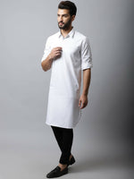 Thumbnail for Even Apparels White Color Pure Cotton Solid Men's Kurta With Shirt Collar (SLD1203) - Distacart
