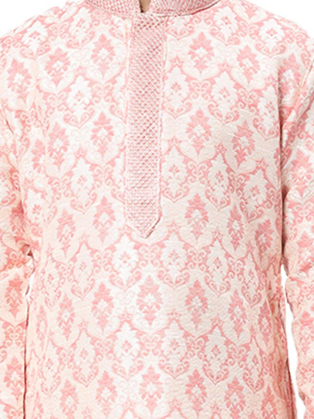 Manyavar Boys Coral Ethnic Motifs Kurta Set - Distacart