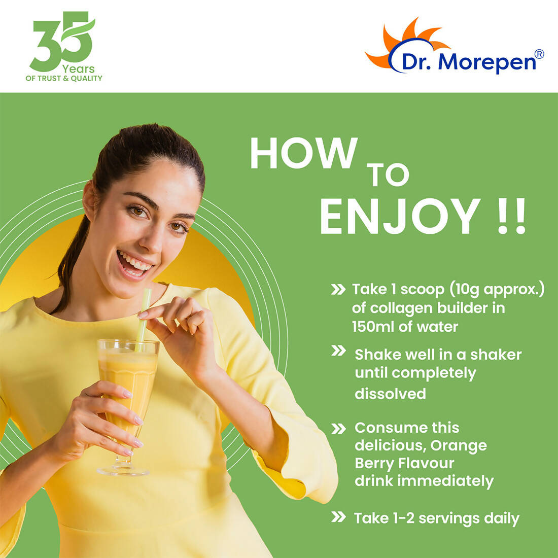Dr. Morepen Natural Collagen Builder - Orange Berry Flavour - Distacart