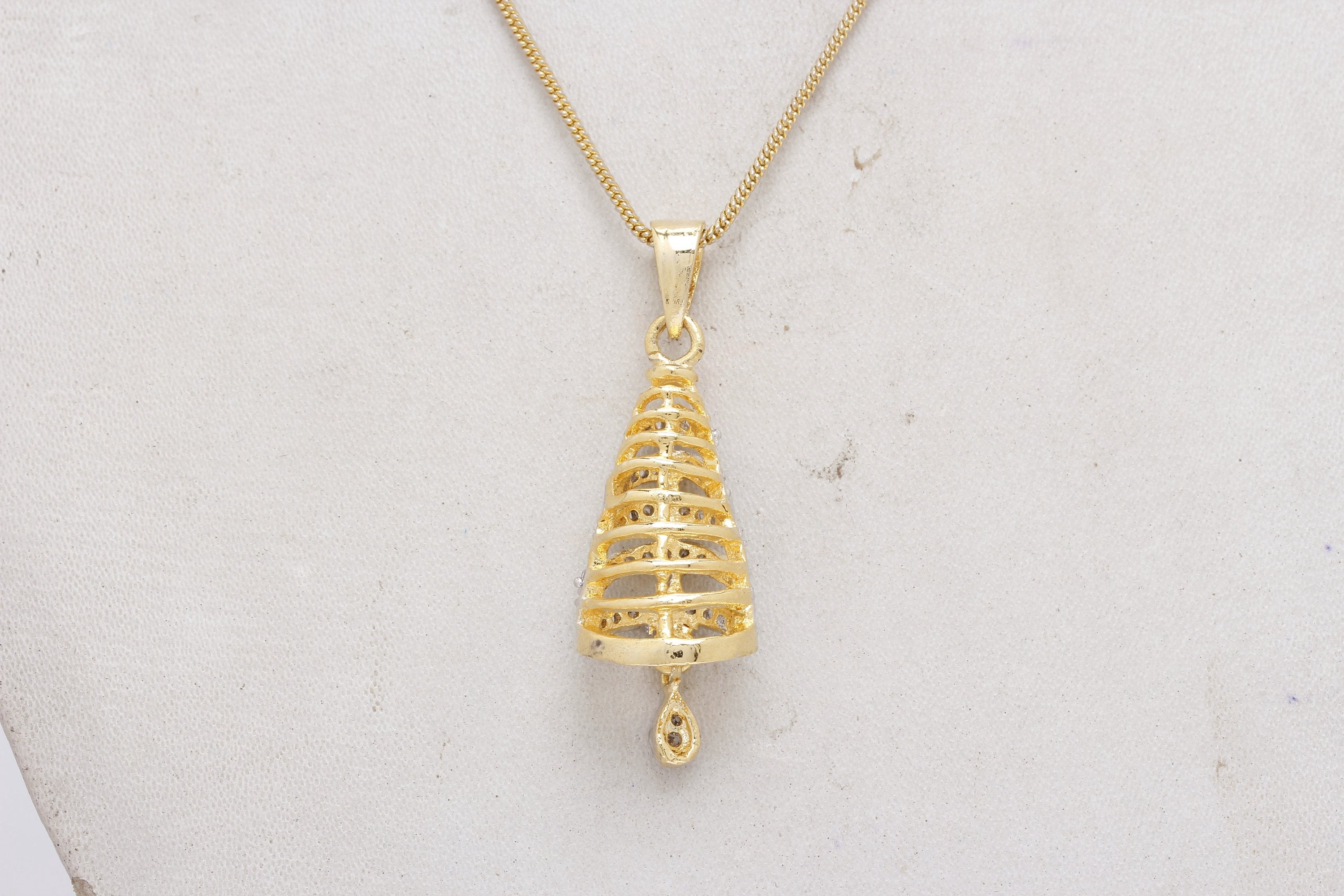 Gold-Plated Alloy Bell Shaped American Diamond Necklace Set - The Pari - Distacart