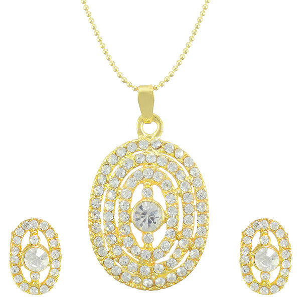 Gold-Plated Alloy Rhinestones Studded Pendant Set - The Pari - Distacart
