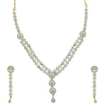 Thumbnail for Rhodium-Plated Alloy Double Line Ad Necklace Set - The Pari - Distacart