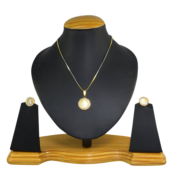 Gold-Plated Alloy Ginnin American Diamond Pendant Set - The Pari - Distacart