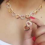 Thumbnail for Gold-Plated Alloy Heart Shape Ad Choker Necklace Set - The Pari - Distacart
