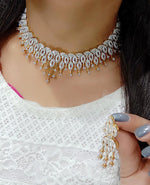 Thumbnail for Rhodium-Plated Alloy Designer Ad Choker Necklace Set - The Pari - Distacart