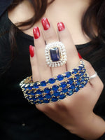 Thumbnail for Gold-Plated Alloy American Diamond Bangles And Ring Set - The Pari - Distacart